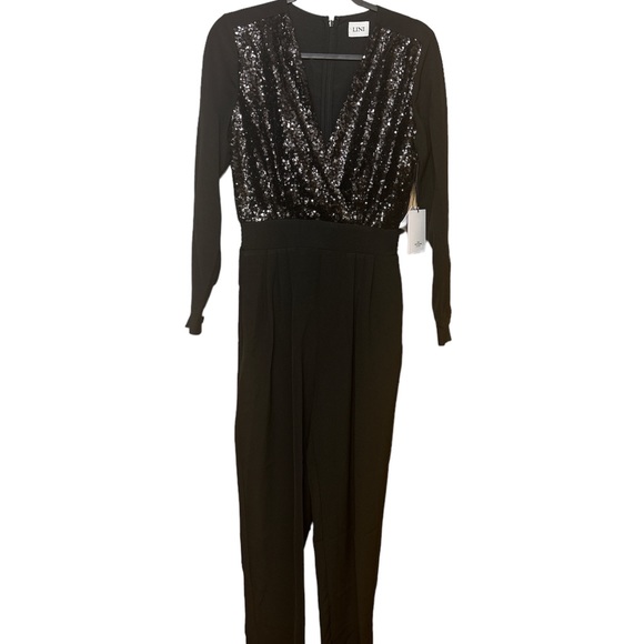 LINI Pants - NWT Lini Gorgeous Black Sequined Long Sleeve Jumpsuit Size S
